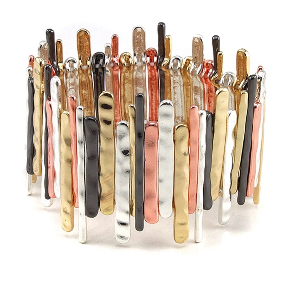 MIXED METAL MULTI TONE STRETCH BRACELET